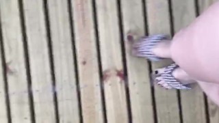 @tici_feet tici feet IG tici_feet walking around, wearing flip flops