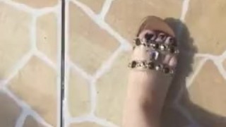 @tici_feet IG tici_feet tici feet black toenails, in front of my house
