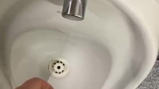 Wanking in public toilets nearly got caught 