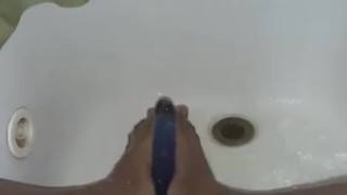 Feet show in the shower