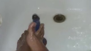 Feet show in the shower