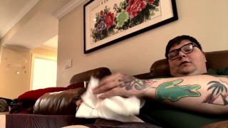 Rich Fat Man Has Warm and Relaxing Solo Masturbation Session in Cabin