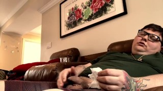 Rich Fat Man Has Warm and Relaxing Solo Masturbation Session in Cabin