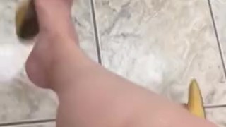 @tici_feet IG tici feet tici_feet dangling yellow heels top view