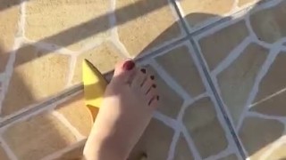 @tici_feet IG tici feet tici_feet close to my feet wearing yellow heels