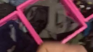 Blasting dorm girls panties with cum 