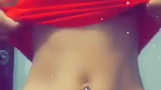 Busty petite blonde strip down