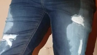 Alice - totally desperate, peeing my jeans & showing pussy