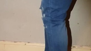 Alice - totally desperate, peeing my jeans & showing pussy