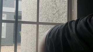 In public horny teen shows off her pussy and rides dildo till she cums