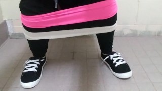 Sqats to Piss on the Public bathroom floor