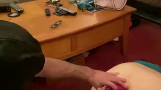 Anal balls in her pussy with dildo play