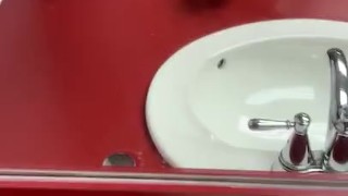 Jerking off an cumming in public restroom. 