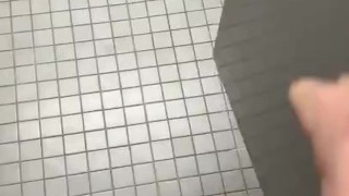 Jerking off an cumming in public restroom. 