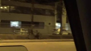 Public threesome sex in front of a police station during the quarantine!!!
