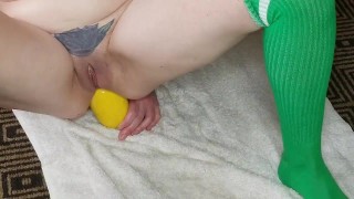 Experimenting with a cucumber and a yellow squash in my ass. 4K