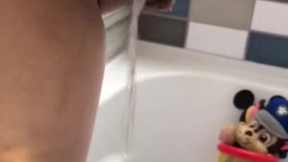Request to pee in measuring cup