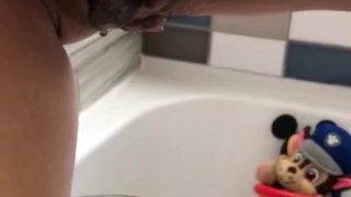 Request to pee in measuring cup