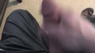 Stroking my big cock at work