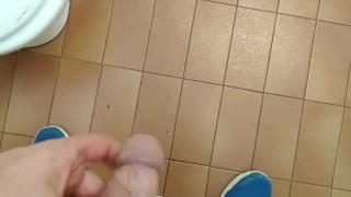 Bathroom station solo handjob