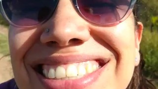 Quickie! Handjob, mouthful and swallow on the countryside!