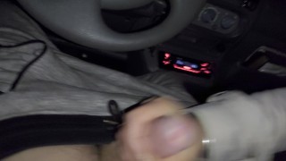 French girl swallows my cock in the car for the first time