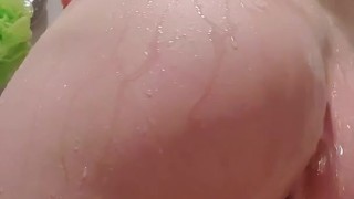 Fat twink ass in the shower 