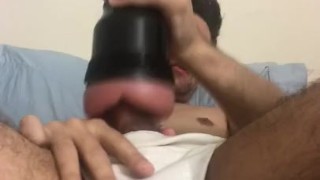 Horny bro fucks fleshlight in his briefs