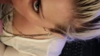 Hot English tutor deepthroats my cock while I record her