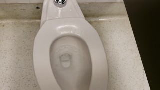 POV Girl w/ hairy Pussy Makes A Mess At The Public Toilet