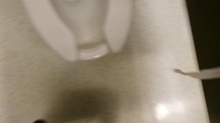 POV Girl w/ hairy Pussy Makes A Mess At The Public Toilet