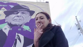INHALE 13 Gypsy Dolores Smoking Fetish with Leonard Cohen/ Montreal murals