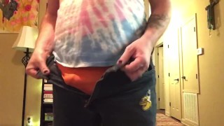 Dick grabs in booty shorts