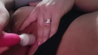 Pussy play while husband is in the next room
