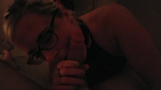 POV horny girl cant resist the cock in the dark amateur deep throating that cock