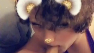 Femboy Slut sucks dildo for snapchat daddy