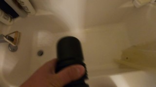 Cumming Inside Fleshlight with Glass Butt Plug (Announcing Orgasm)