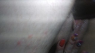 Red gets a huge bbc dildo doggie style