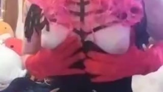 Cosplay Queen Spanks Herself Silly