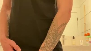Big cocked man pissing in the toilet - hot