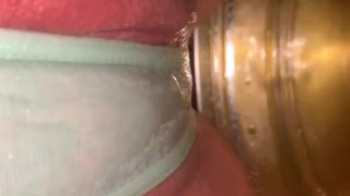 Peeing thru panties 
