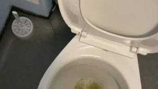 Having big piss at work toilets it gets very wet