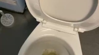 Having big piss at work toilets it gets very wet