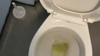Having big piss at work toilets it gets very wet