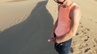 Huge Pee with a hard boner , public , outdoor ...the dessert need a drink