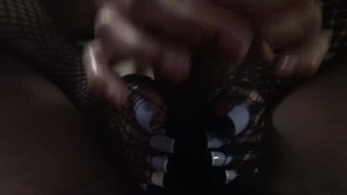 POV long toenails in fishnets footjob