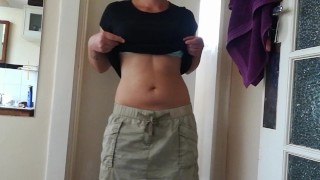 Just a strip to bra and panty -