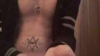 Jerking off and catching and eating my cum