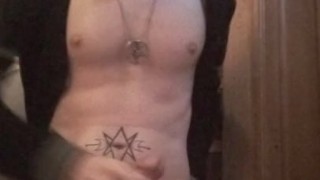 Jerking off and catching and eating my cum