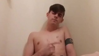 Twink slut drinking his own piss and eating his own cum!